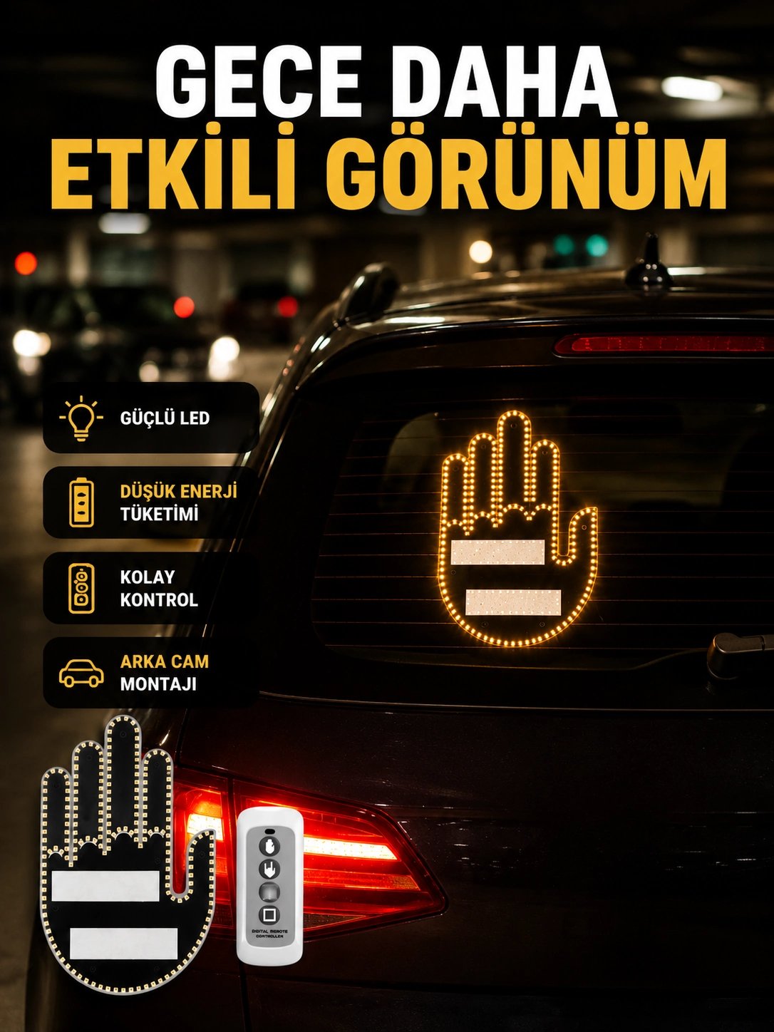 A Kalite Uzaktan Kumandalı LED Park Uyarı Işığı El Figürlü Model