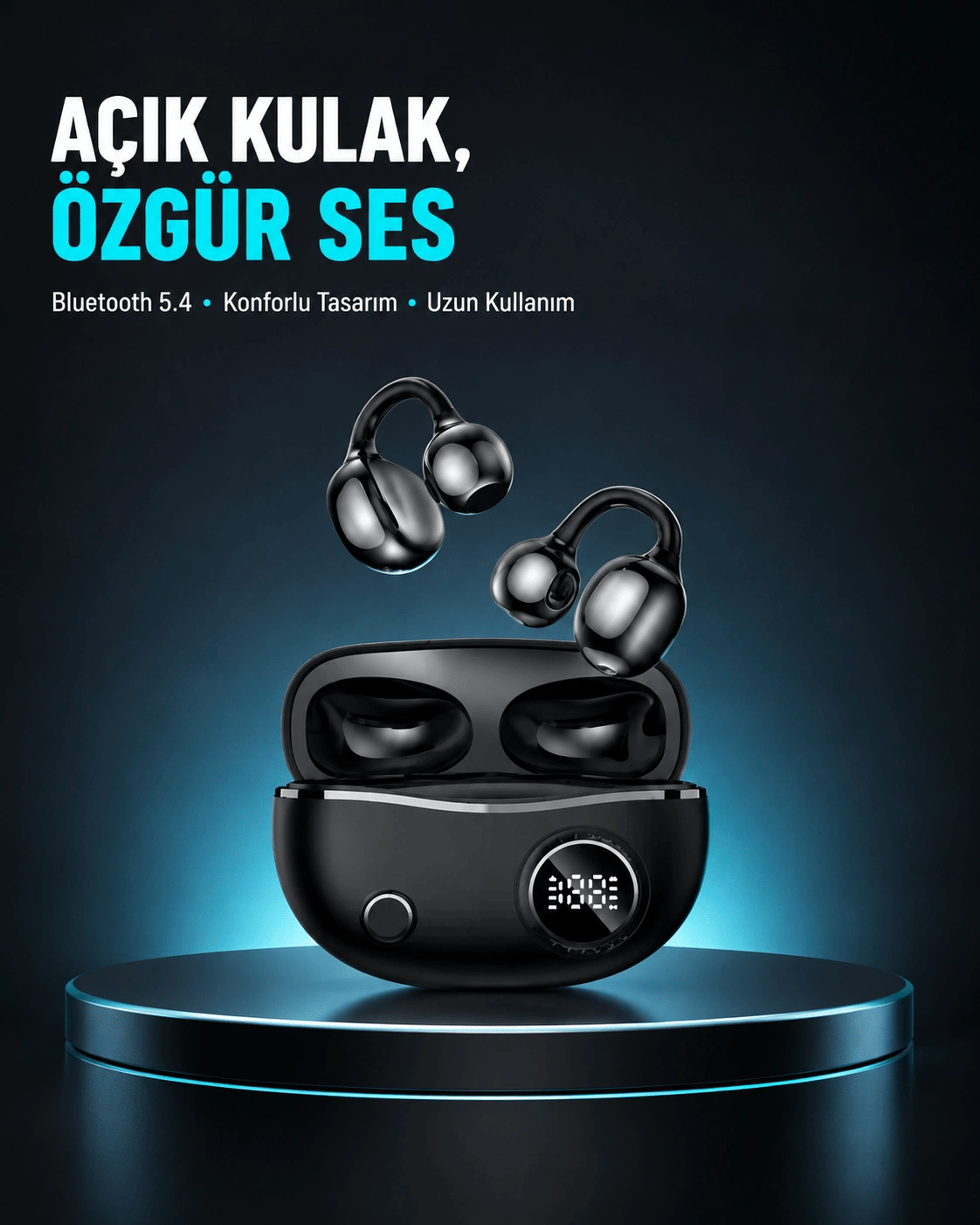 Açık Kulak Bluetooth Kulaklık 5.4 APTX Destekli Ergonomik Tasarım
