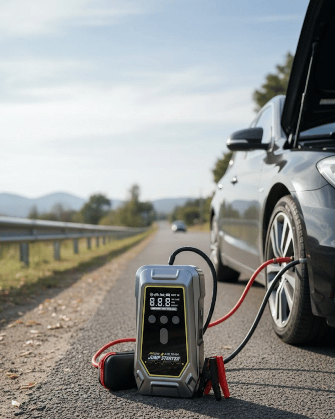 Acil Durum LED Işıklı Akü Takviye ve Hava Kompresörü