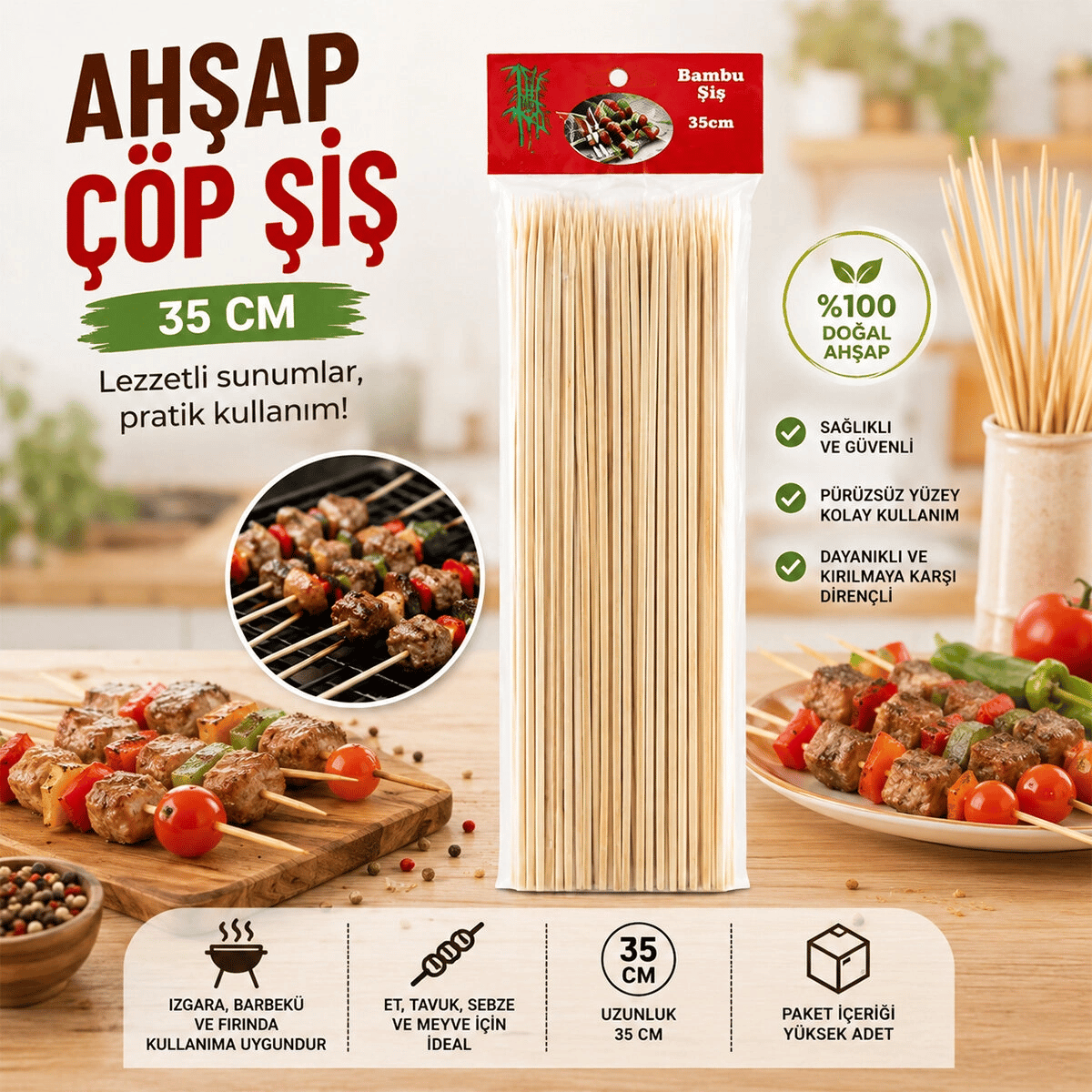 Ahşap Çöp Şiş 35cm 46pcs Bx40