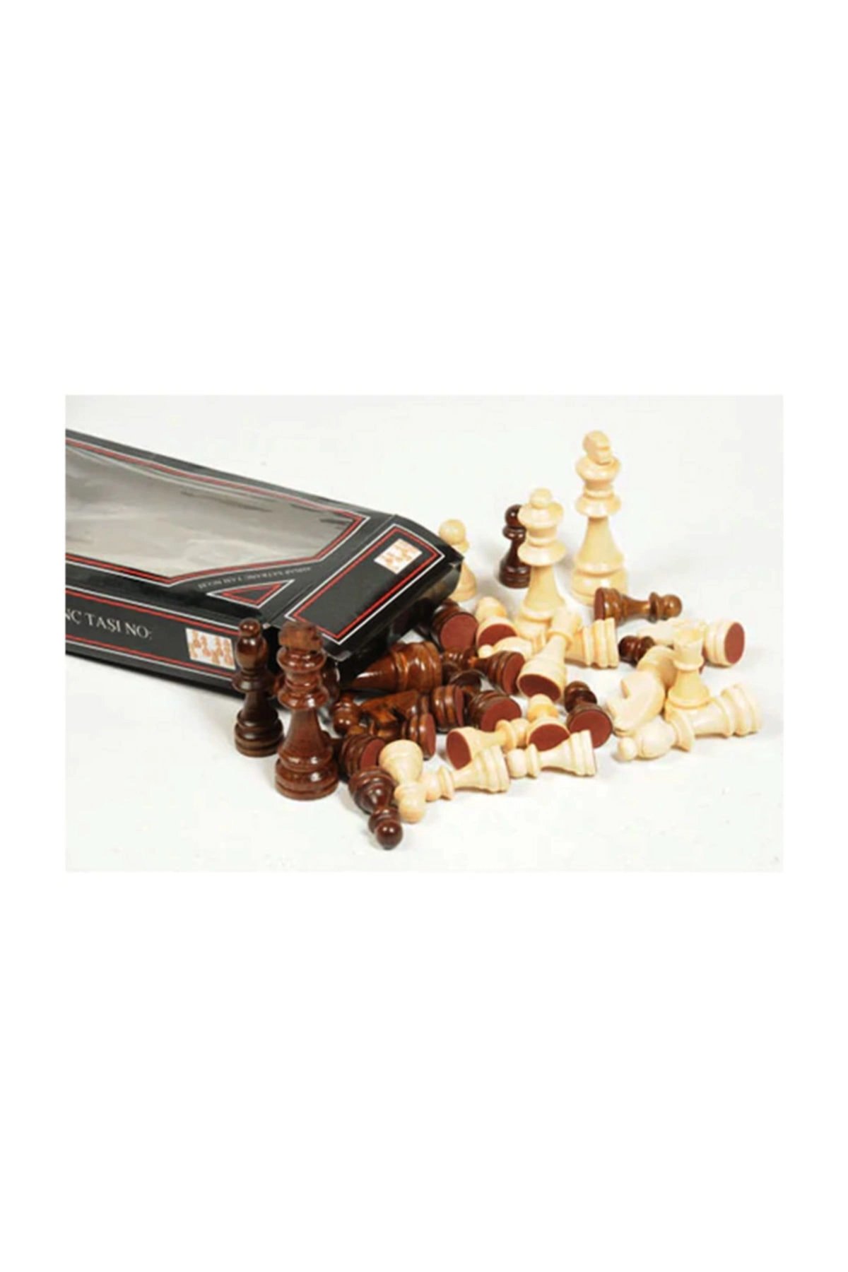 Ahşap satranç taşı seti küçük boy şah 4,6 cm piyon 2,7 cm vezir 4,2 cm - Hobi & Eğlence