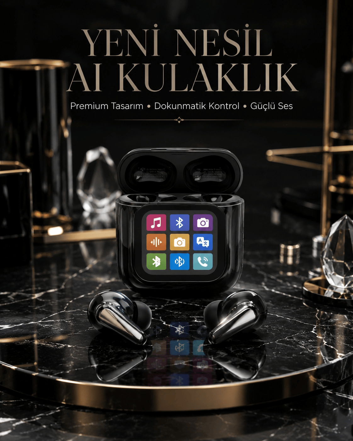 AI Bluetooth Kulaklık Akıllı Dokunmatik Kontrol Özellikli