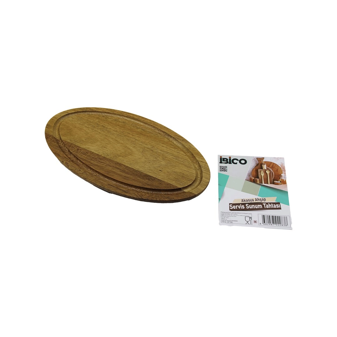 Akasya Oval Ahşap Servis Sunum Tepsi - Tahtası  Mini Tepsi   25 X 14 X 1.4cm Bx40