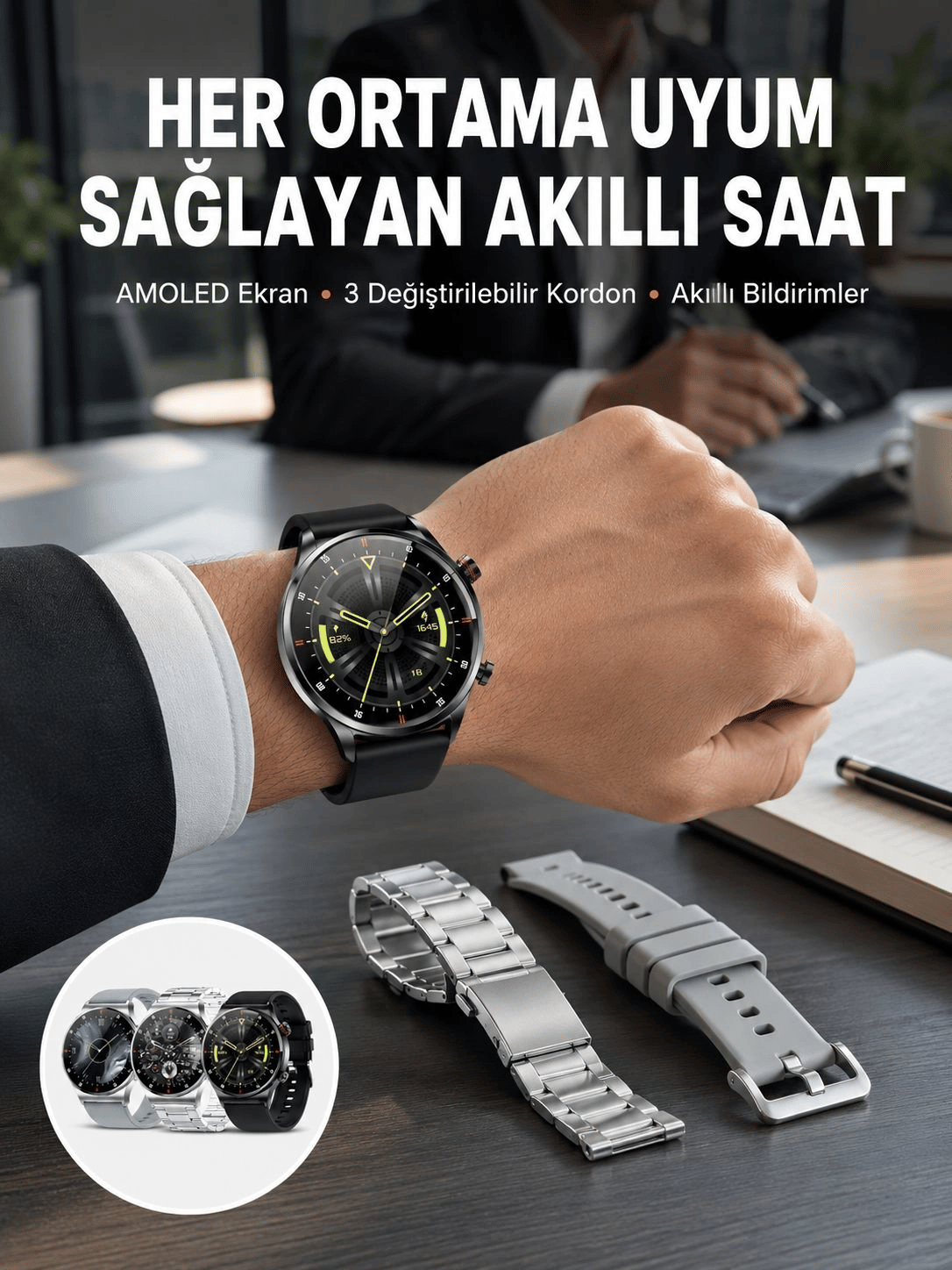 Akıllı Saat Adımsayar Nabız Ölçer Titreşim Özellikli Çağrı Cevaplama Sosyal Medya Yeni Nesil