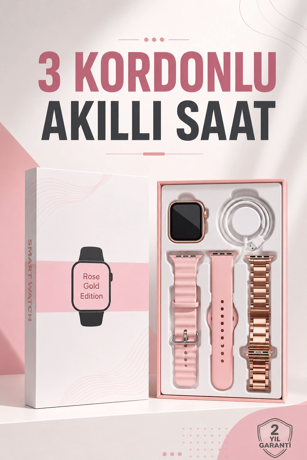 Akıllı Saat Amoled Ekran 3 Kordonlu Aksesuar Hediyeli Sesli Görüşme