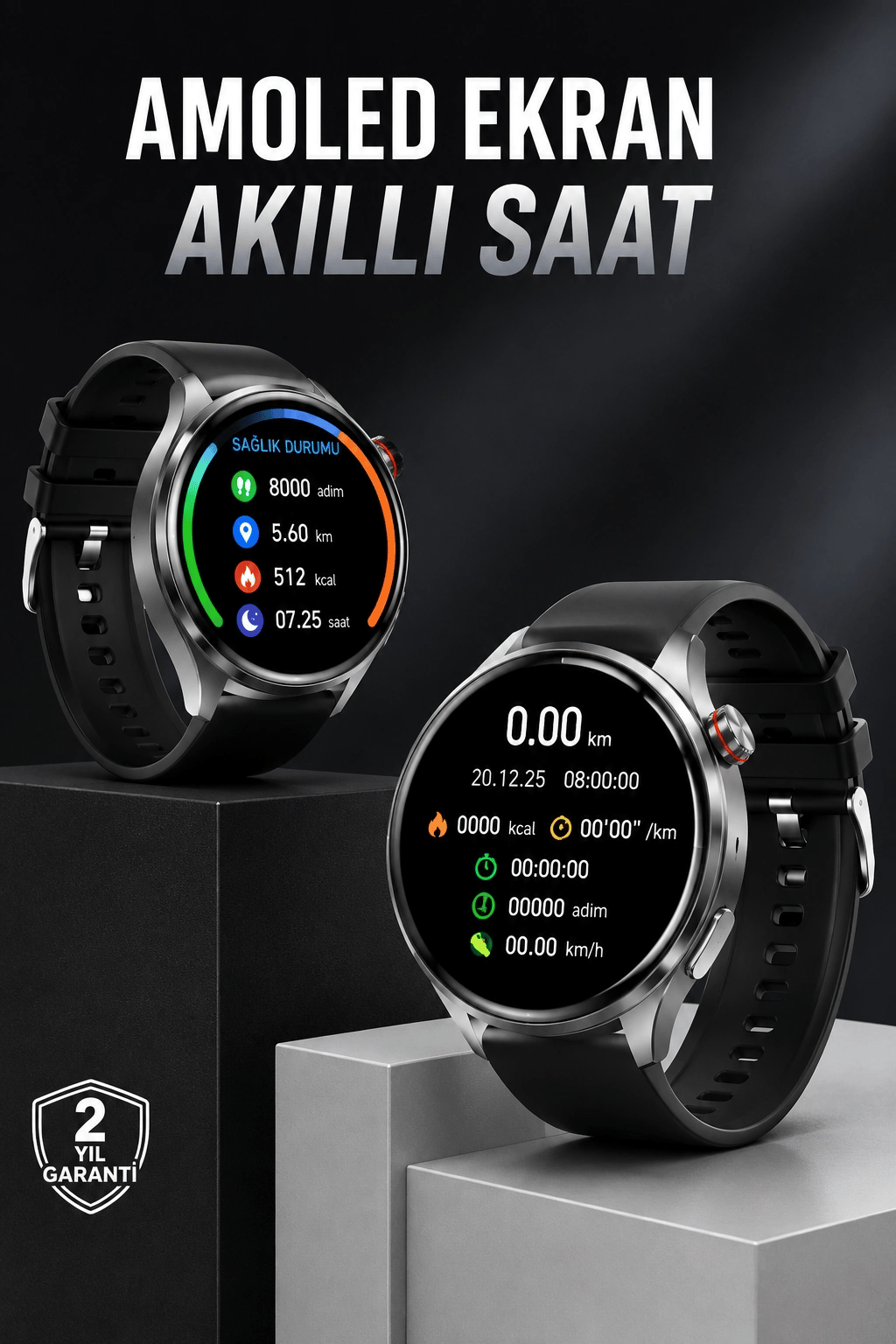 Akıllı Saat Bluetooth Bağlantılı Amoled Ekran Uyku ve Sağlık Takibi