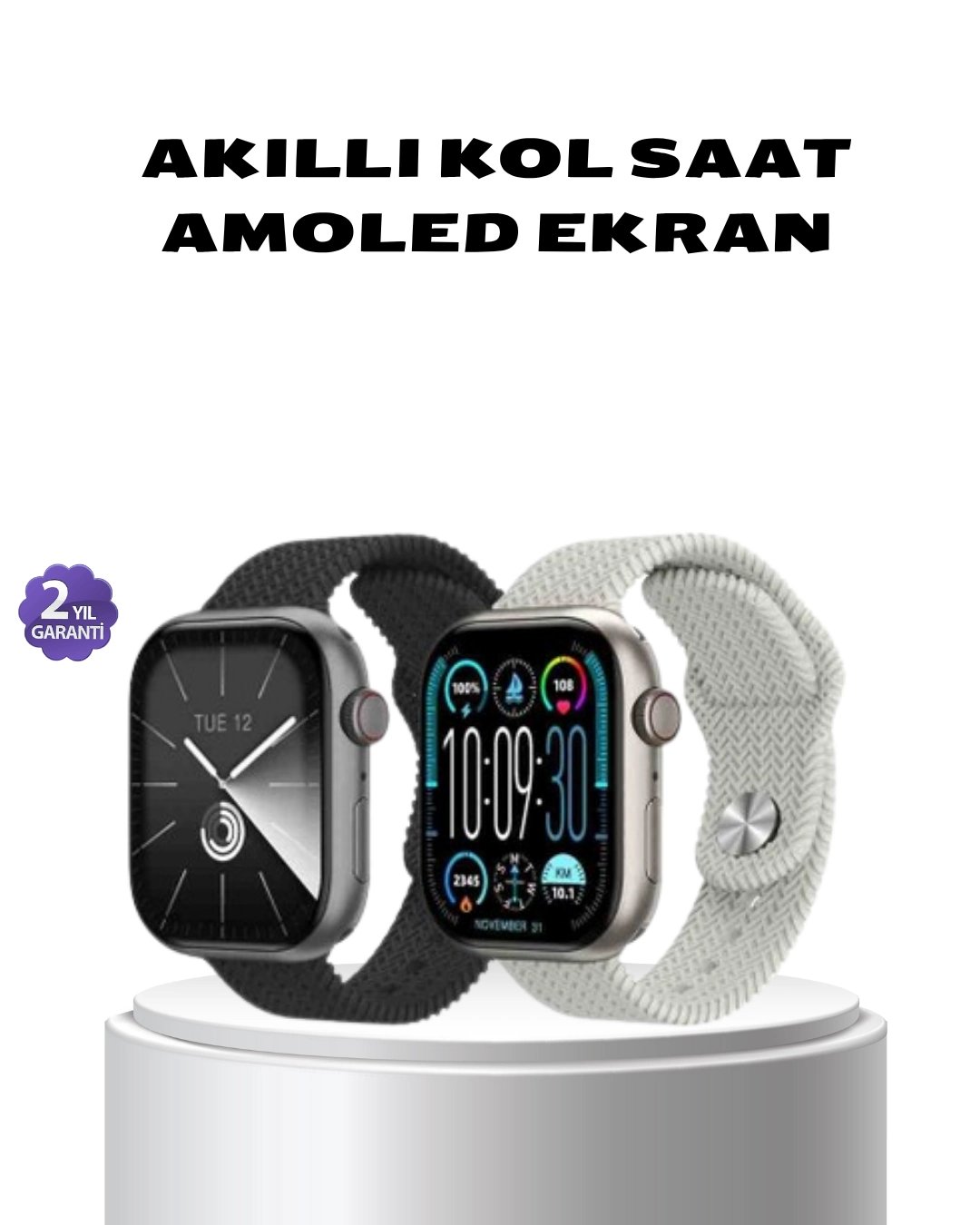 Akıllı Saat Kablosuz Şarjlı Bluetooth 5.2 Arama Bildirim Sesli Asistan 420 mAh