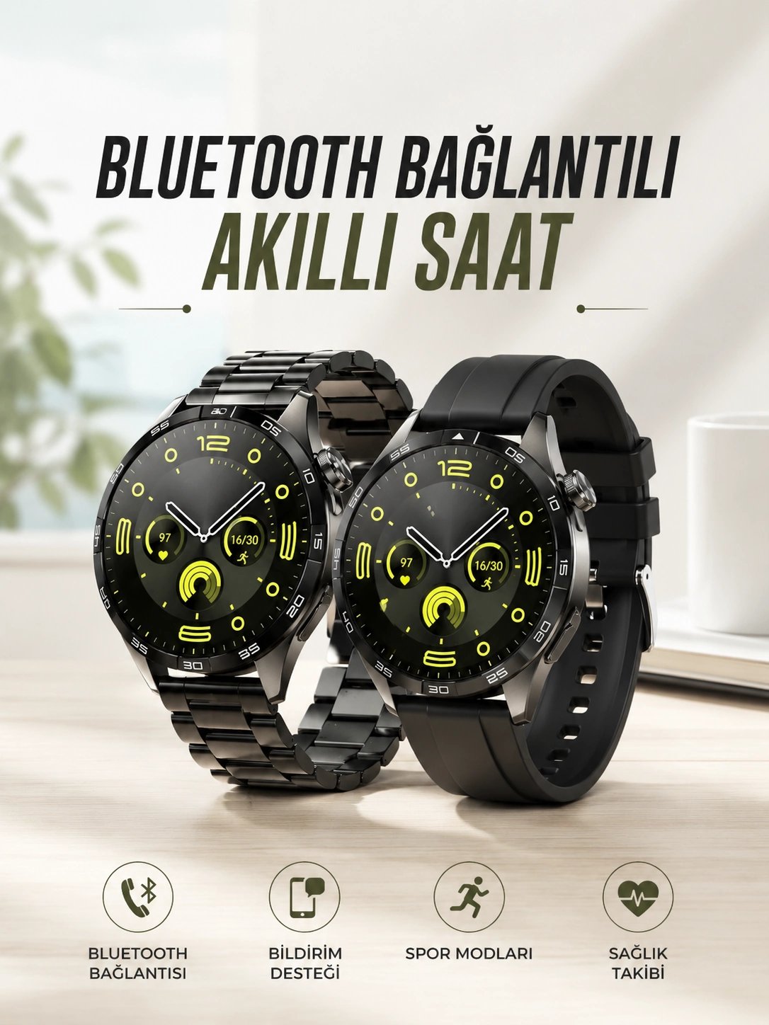 Akıllı Saat Sesli Görüşme, NFC Uyumlu, Bildirim Görme ve Uyku ve Sağlık Takibi