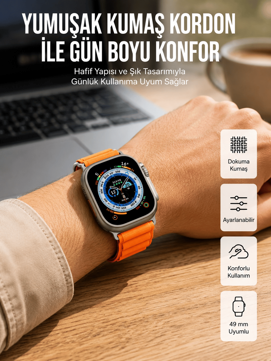 Akıllı Saat Ultra Android & İOS Uyumlu Arama Bildirim Özellikli