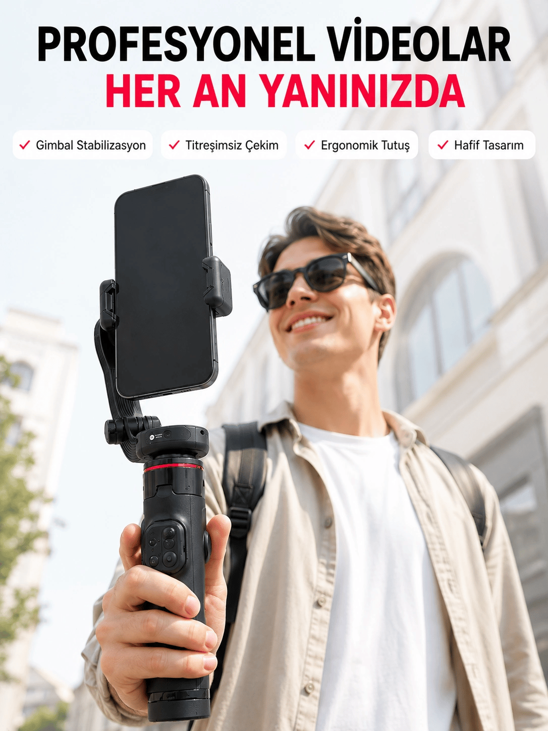 Akıllı Takipli Gimbal Selfie Stick Profesyonel Video Çekim Stabilizatörü Uzayabilir Tripod Bluetooth Kumandalı