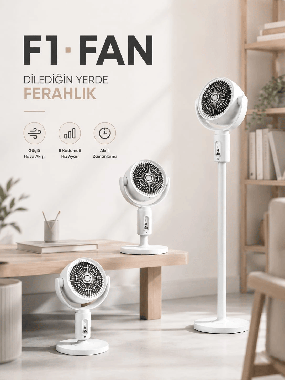 Akıllı Zamanlayıcı Özelliğiyle Enerji Tasarruflu Dikey Vantilatör