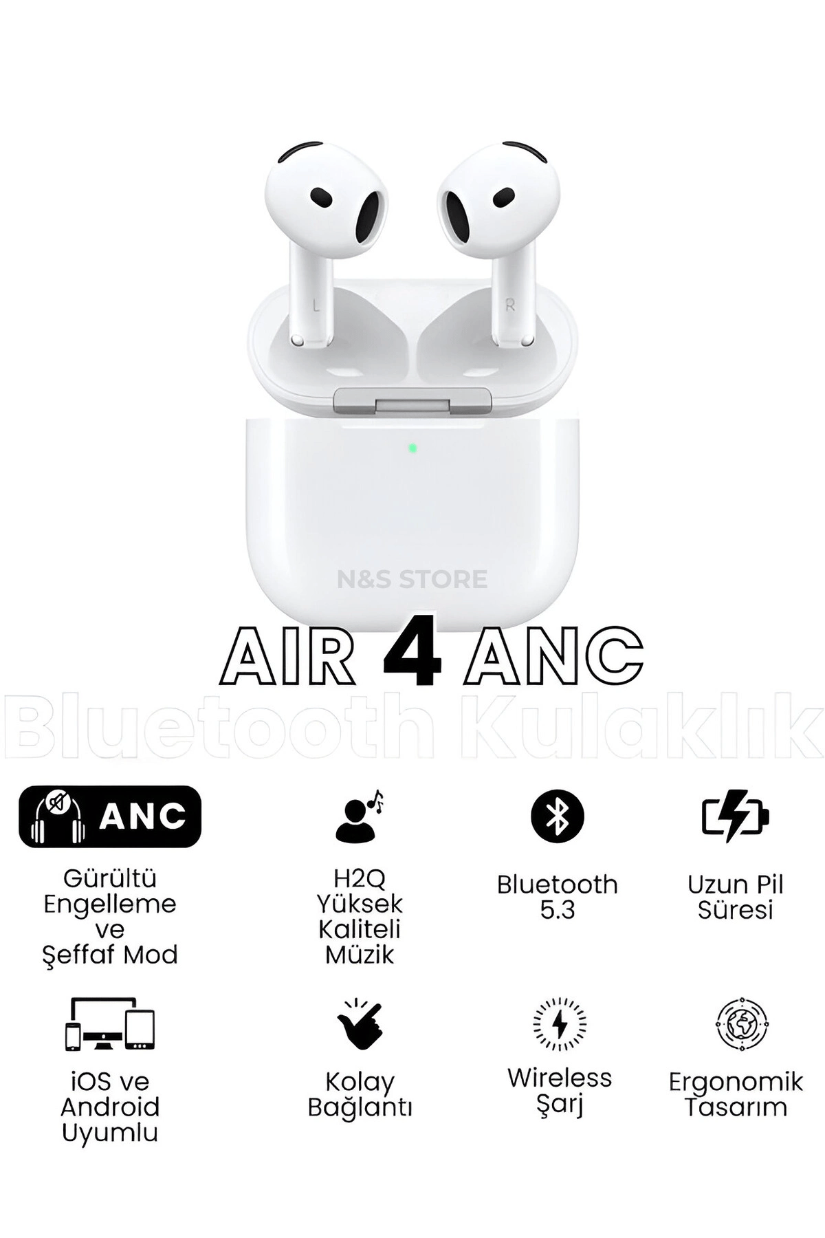 Aktif Gürültü Önlemeli (ANC) TWS Bluetooth Kulaklık, Şeffaf Mod ve Dokunmatik Kontrol
