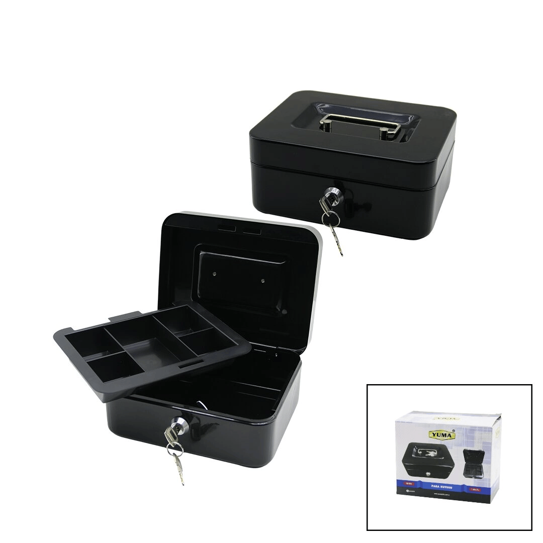 Anahtarlı Küçük Metal Para -değerli Eşya Kutusu 2kat=tek+6 Bölme Taşıma Kulp - 15.2x11.8x8cm Bx40