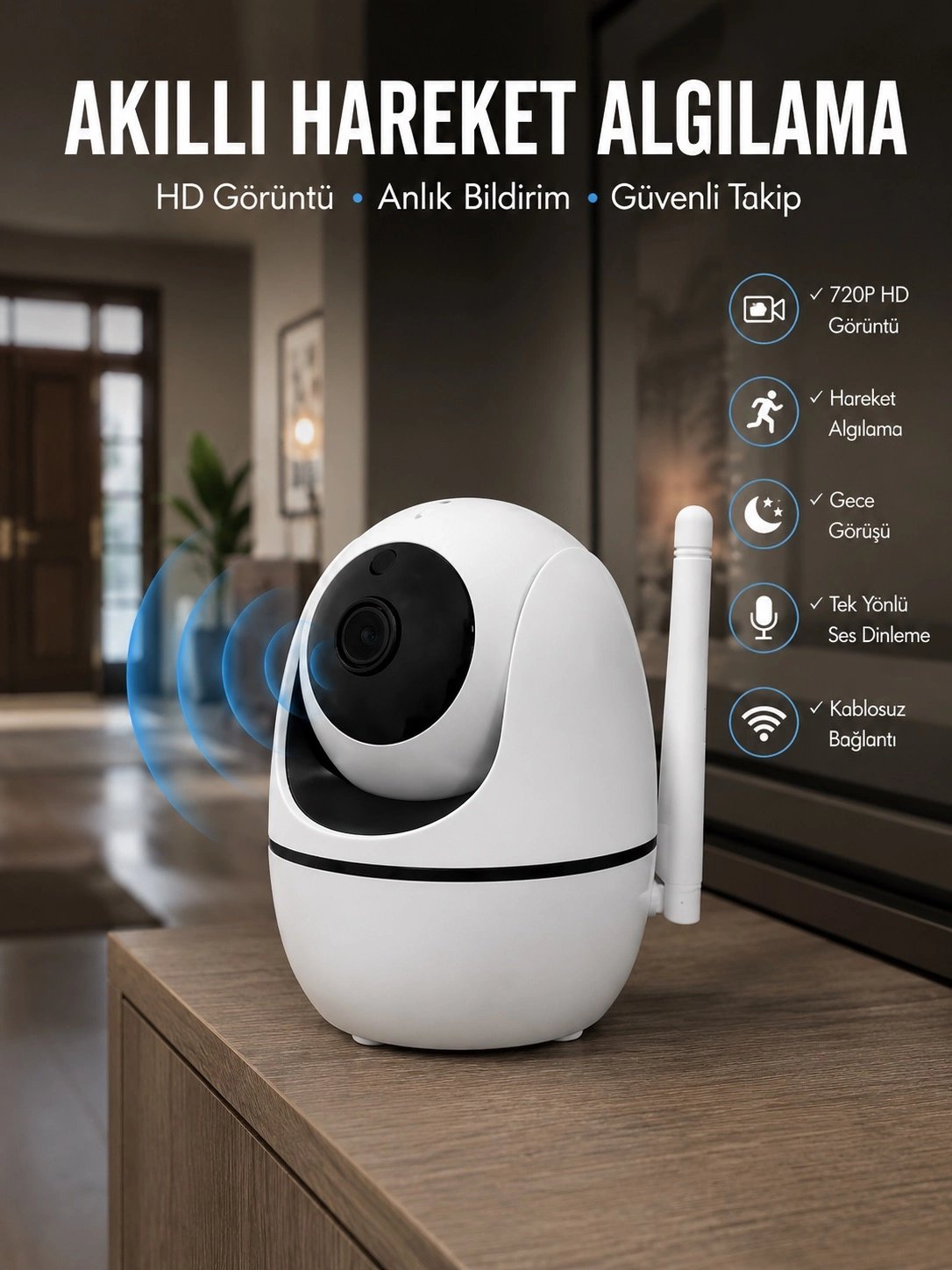 Anlık Bildirimli Hareket Sensörlü Full HD Kamera Yeni Nesil