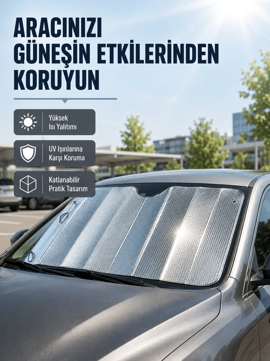 Araba Güneşliği Alüminyum Yansıtıcı Yüzeyle Etkili Isı Koruması