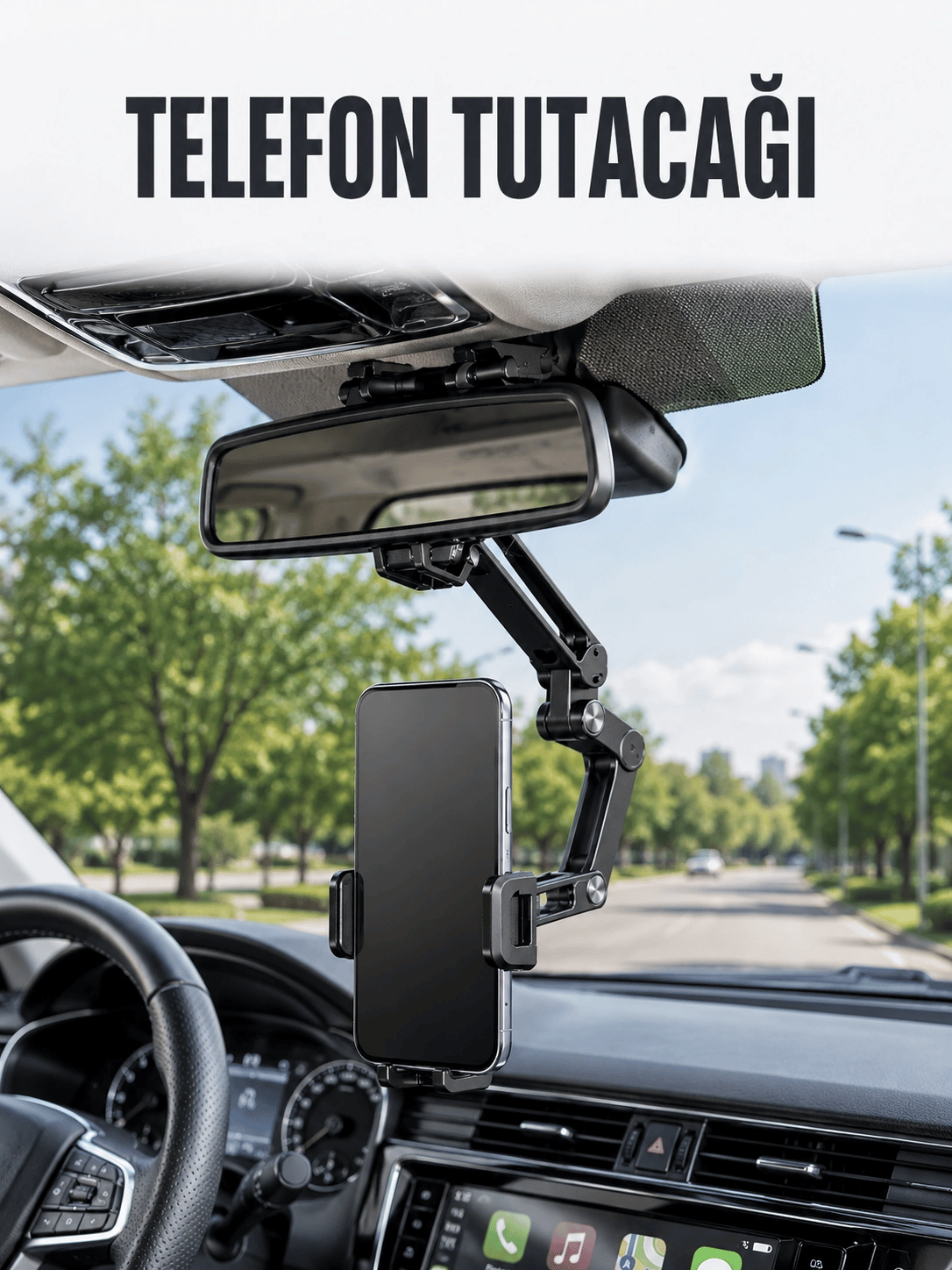 Araç Dikiz Aynası Telefon Tutucu Ayarlanabilir Katlanabilir Navigasyon Telefon Standı