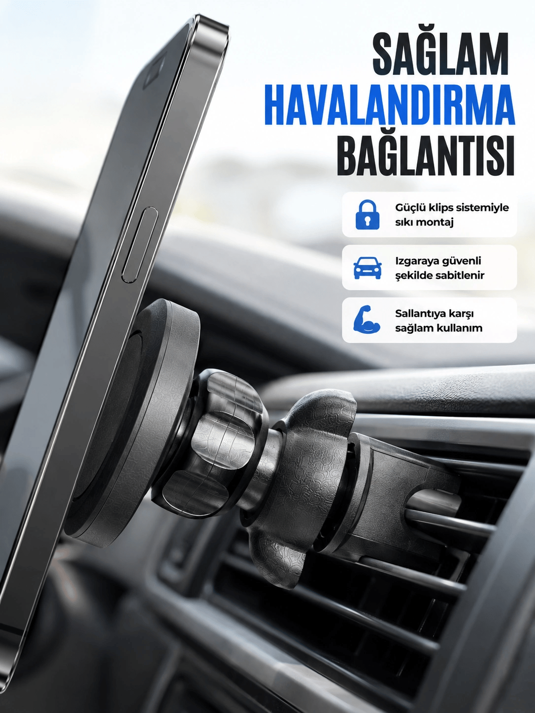 Araç Havalandırma Izgarası İçin Mıknatıslı Telefon Tutucu Stand