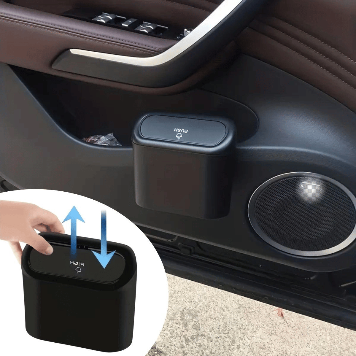 Araç İçi Takılarak Sabitlenebilen Mini Kapaklı Çöp Kovası Bx40