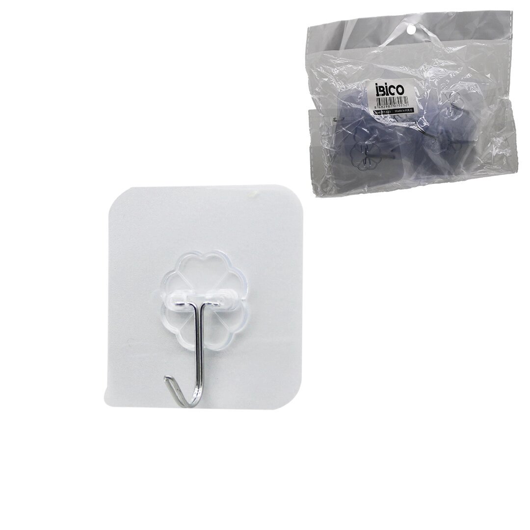 Askı 10pcs Tekli Metal Uçlu Mika Kristal Pls. Tabanlı Şeffaf Pvc Yapışkanlı Montaj Bx40