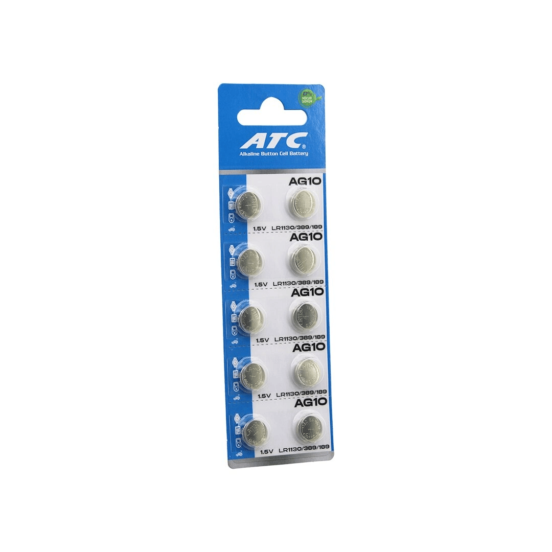 Atc Alkaline Button Battery Ag10 Lr-1130/389/189 Düğme Pil Alkalin 1.5v 10lu Kart Bx40