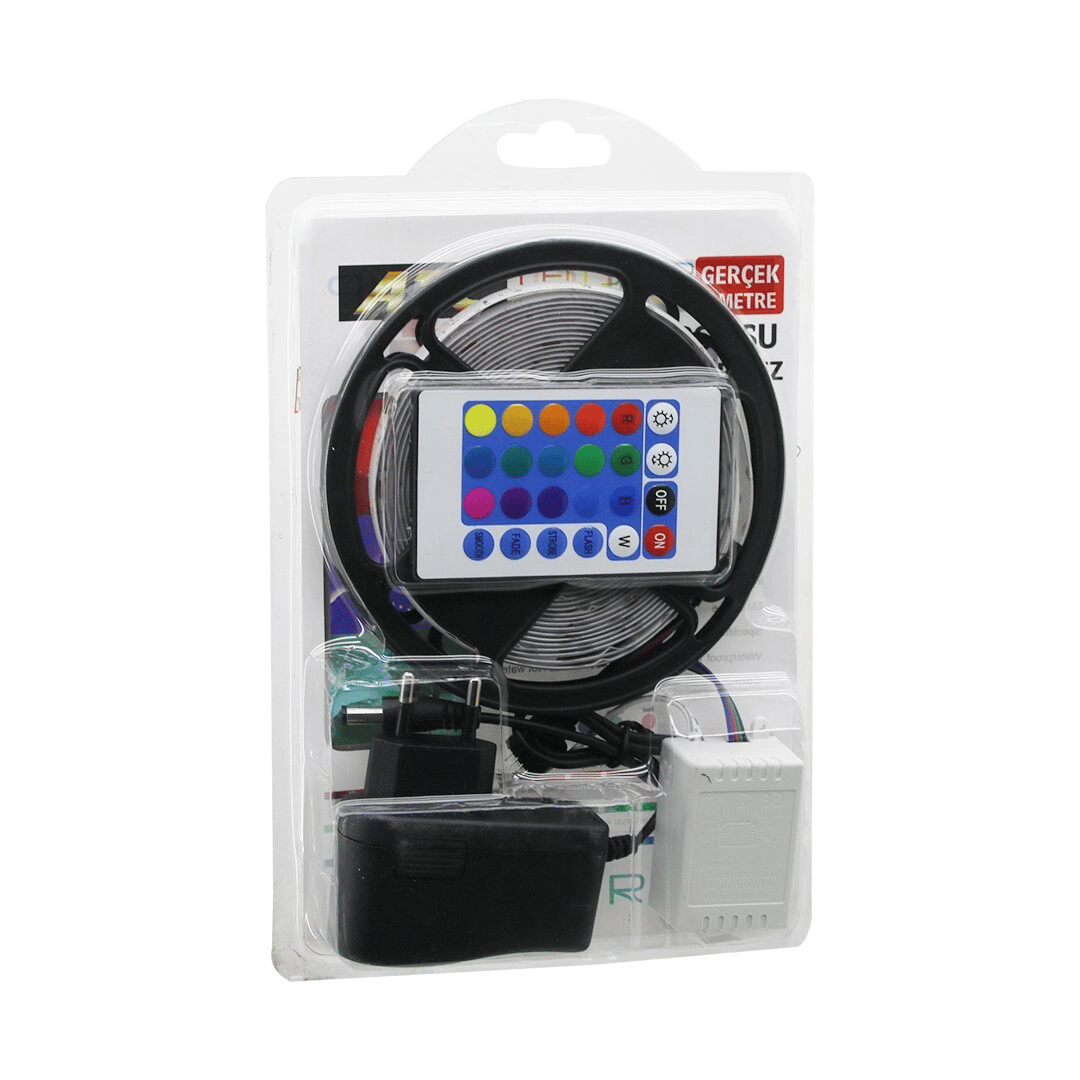 Atc Led Strıp El-07-rus-k  5mt  Kumandalı - Adaptörlü Rgb Renkli Şerit Led Ip65=su Geçirmez Smd=2835 54leds/m Bx40