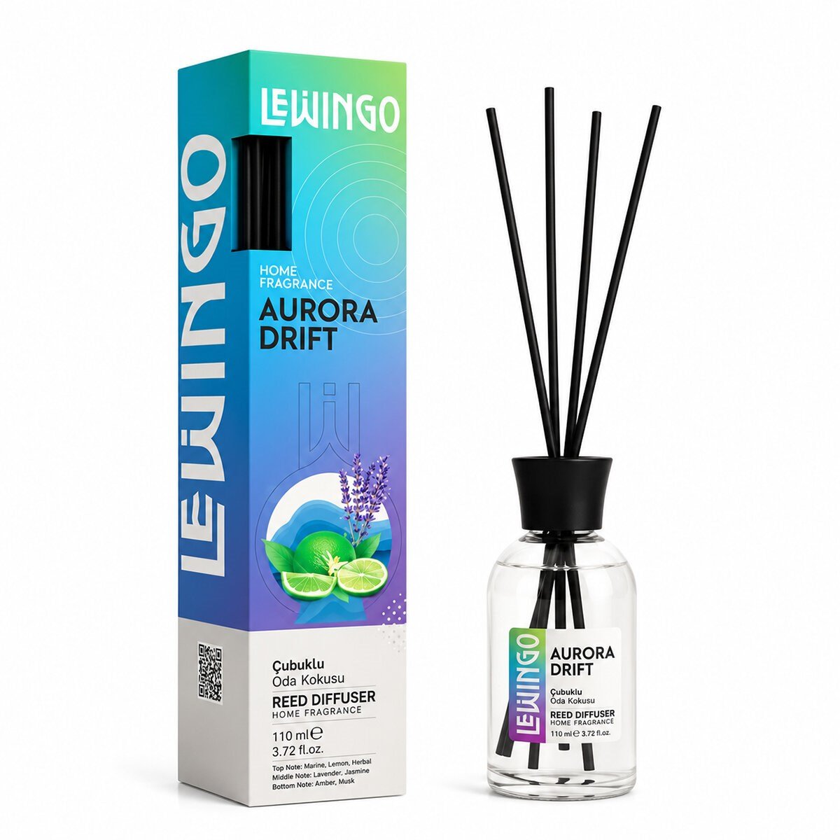 Aurora Drift Bambu Çubuklu Oda Kokusu - 110 ml - Cam Şişe