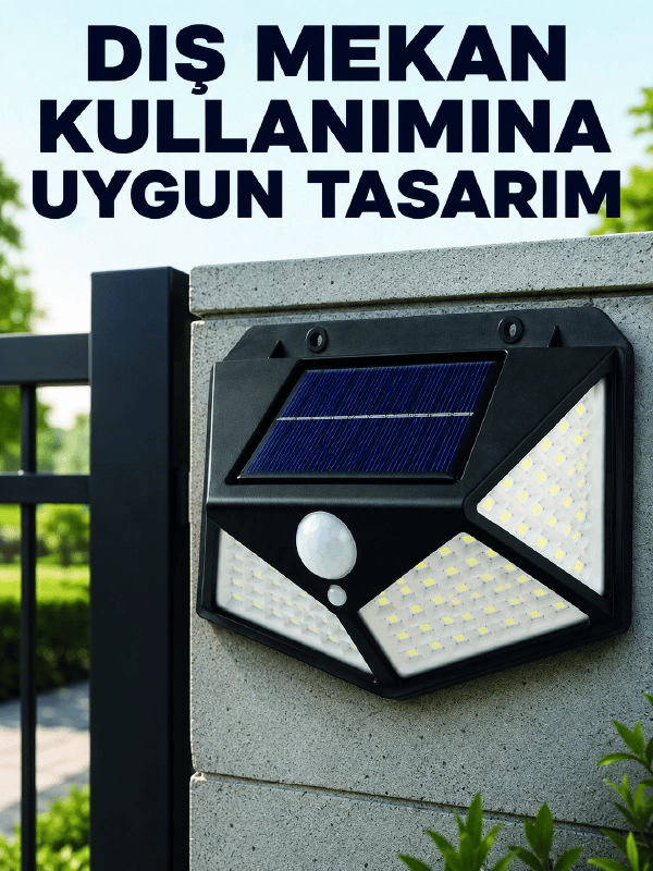 Bahçe Balkon Garaj ve Girişler İçin Güneş Enerjili Hareket Sensörlü LED Duvar Lambası