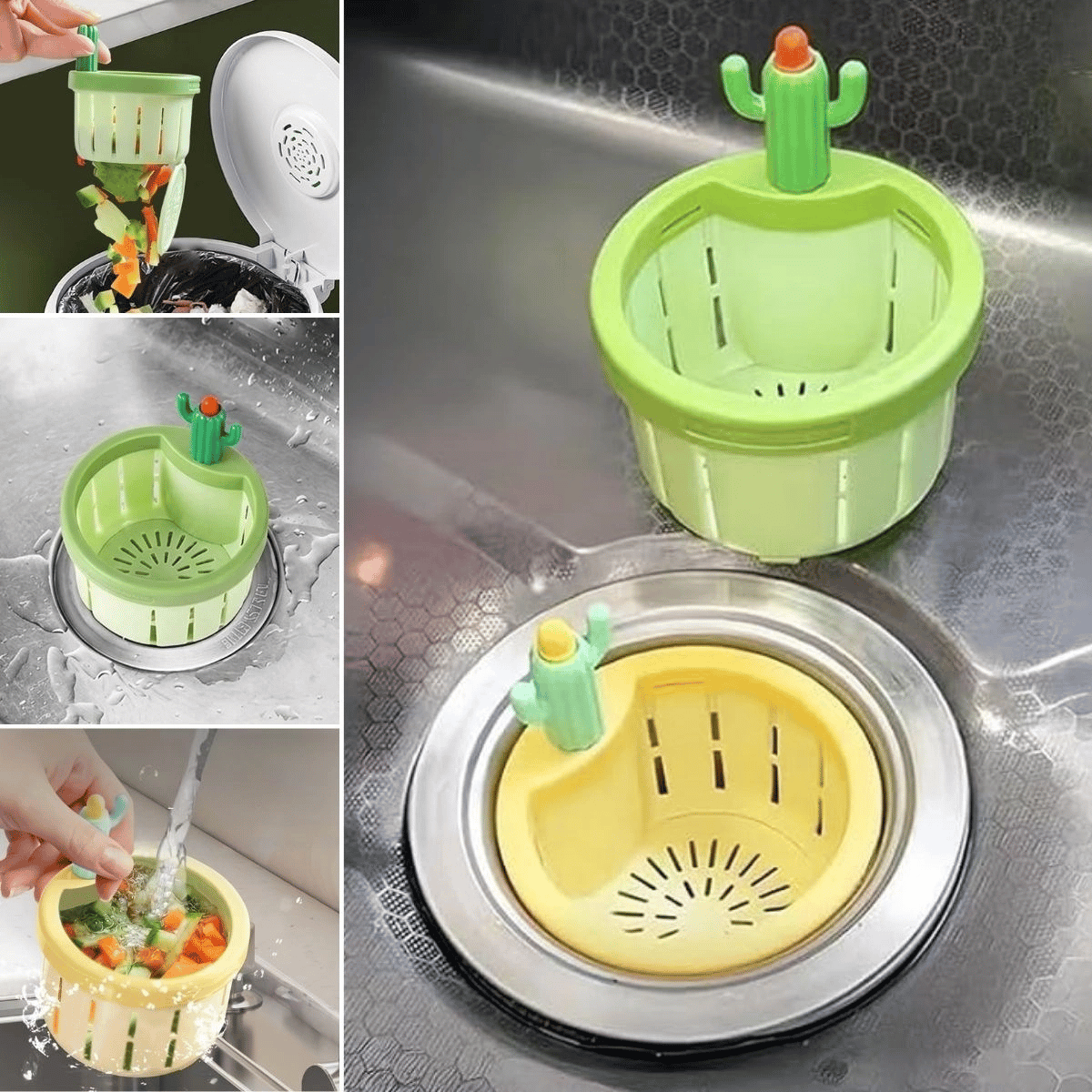 Basmalı Kaktüs Mutfak Lavabo Süzgeci – Sebze Artıkları Ve Yemek Kalıntıları İçin Gider Filtresi Bx40
