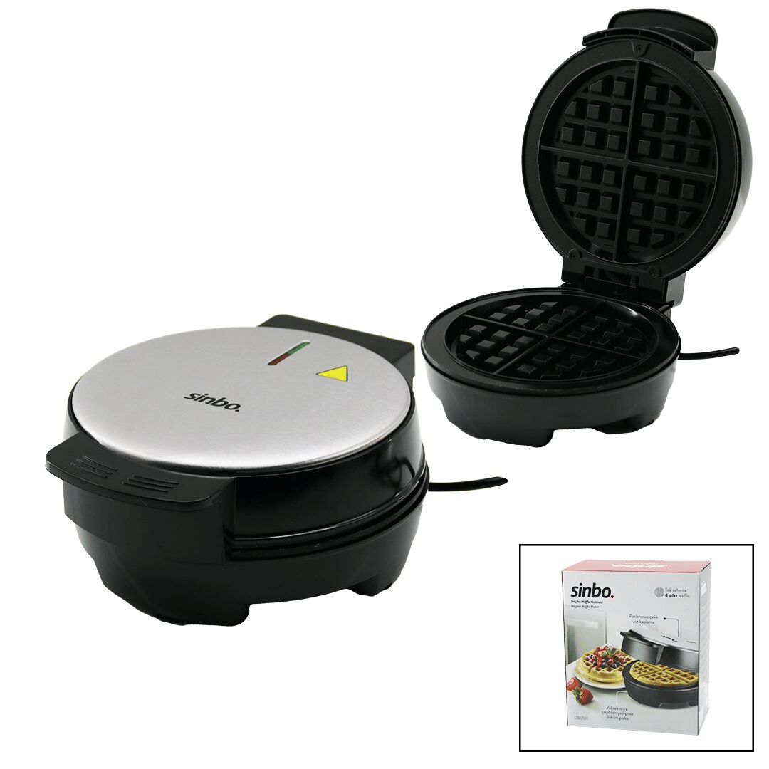Belçika Waffle Makinesi Elektrikli 4 Waffle - Yapışmaz Döküm Plaka Paslanmaz Çelik Üst Kaplama Ssm-2591 Bx40