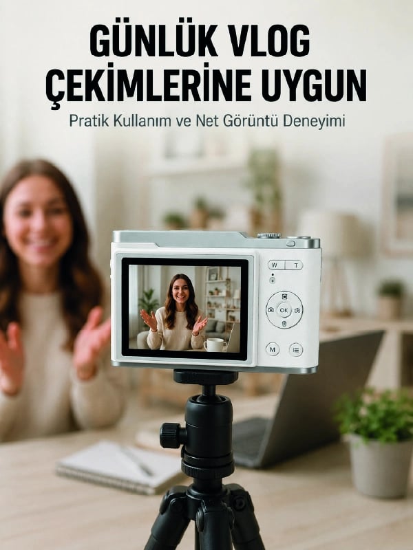 Beyaz 4K Dijital Kamera 2.4 İnç HD Ekran ve LED Flaşlı