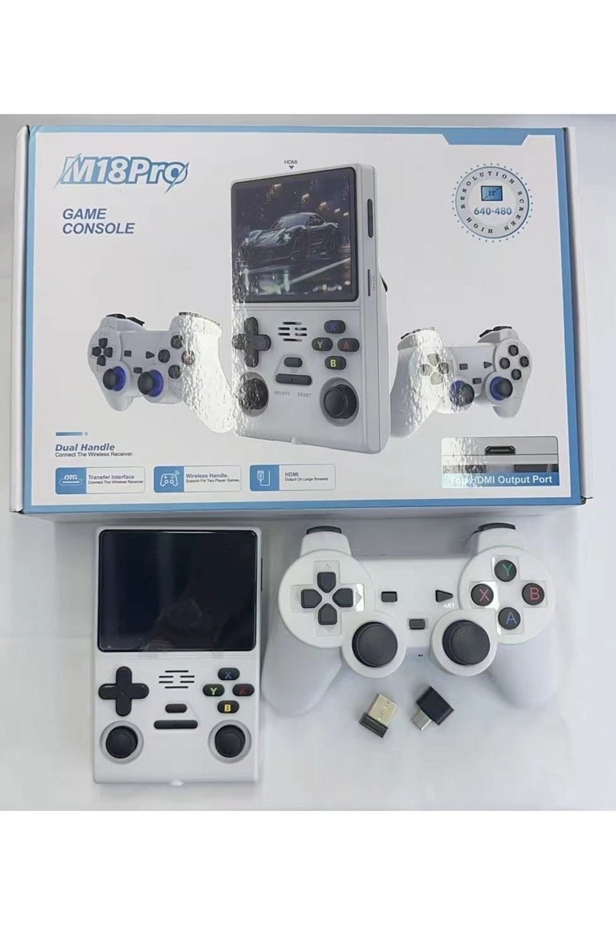 Beyaz Bluetooth özellikli retro arcade oyun konsolu ve rocker Wi-Fi TV bağlantılı