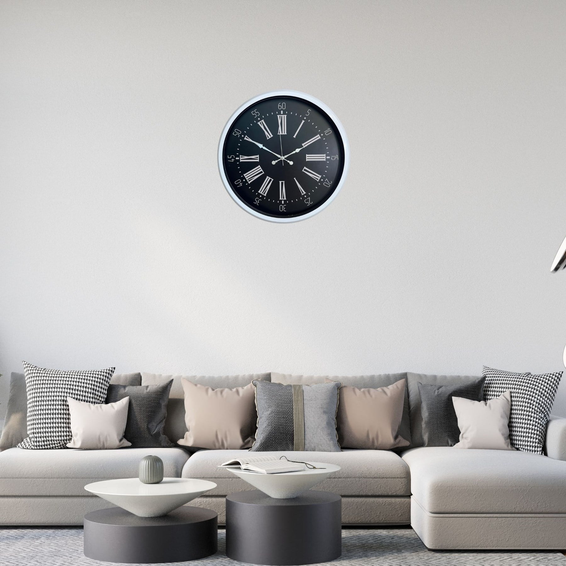 Beyaz Elegant Tasarım 52 Cm Metal Duvar Saati