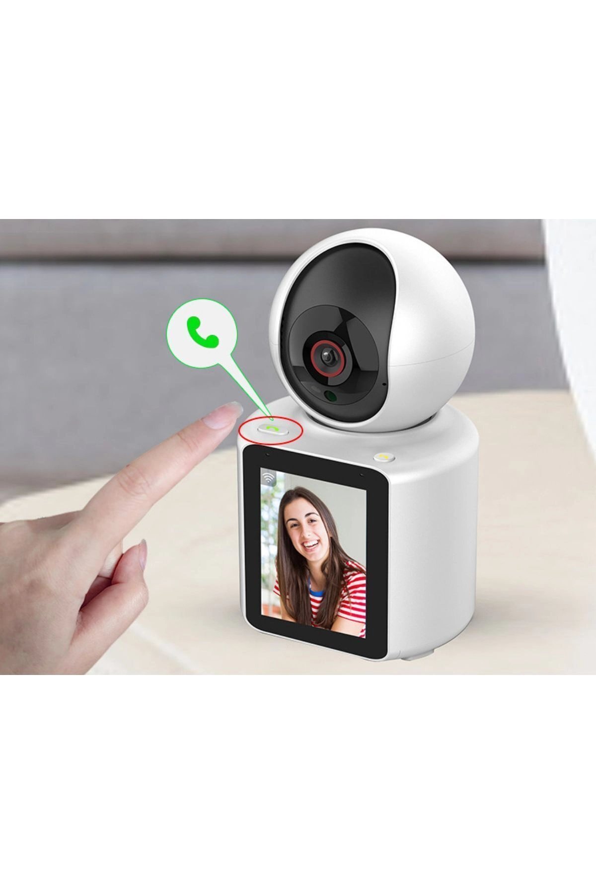 Beyaz LCD Ekranlı 1080P Görüntülü Bebek Kamerası, Gece Görüşü ve Canlı İzleme Özellikli