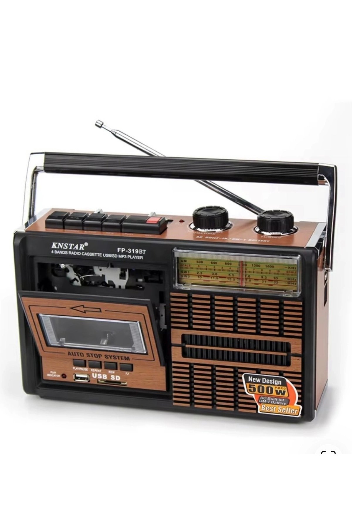 Beyaz nostaljik radyo kaset çalar USB SD FM radyolu 2 yıl garantili Bluetooth yok