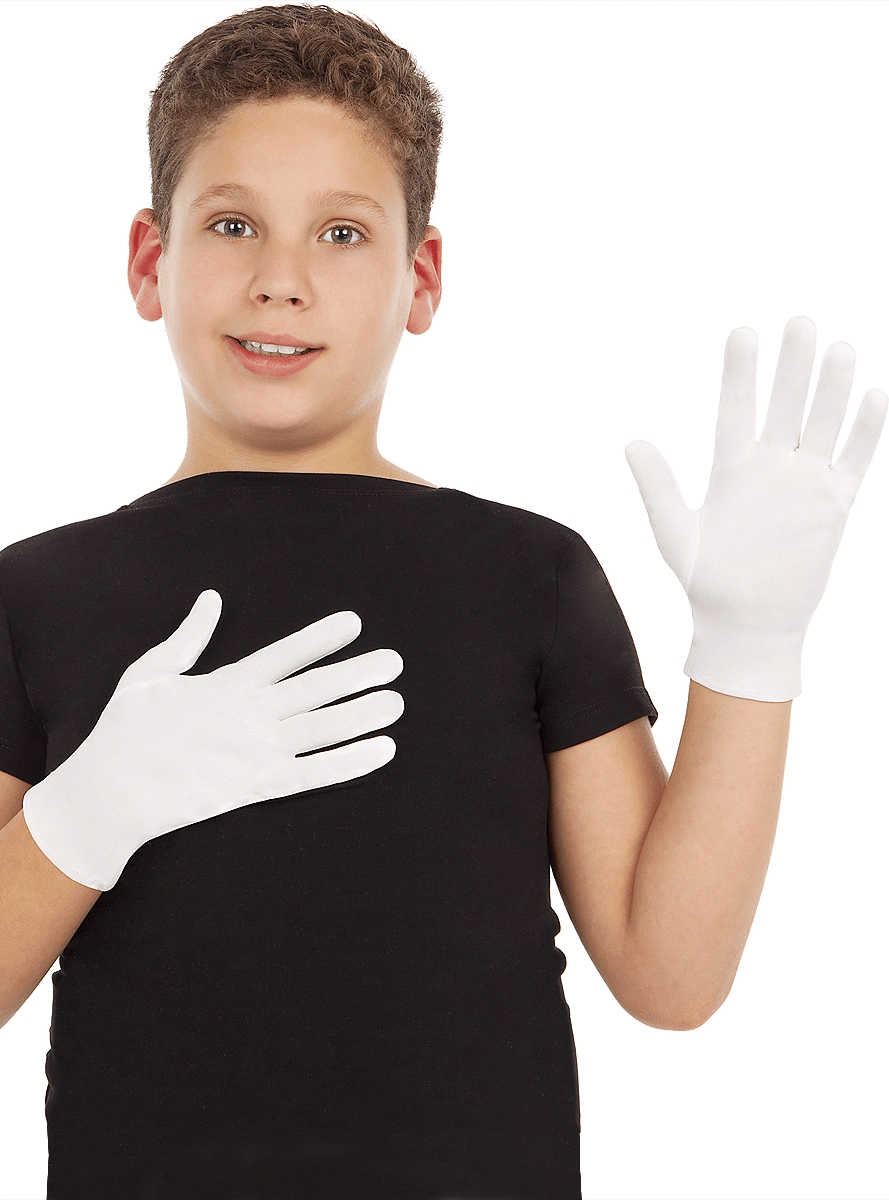 Beyaz Renk Çocuk Boy Likralı Pandomim Eldiveni Bx40
