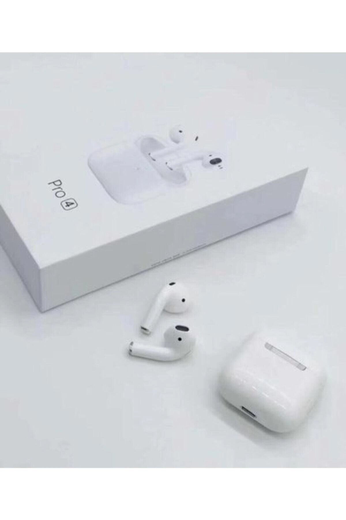 Beyaz renkli, mikrofonlu, Bluetooth 5.0 bağlantılı kulak içi TWS kablosuz kulaklık.