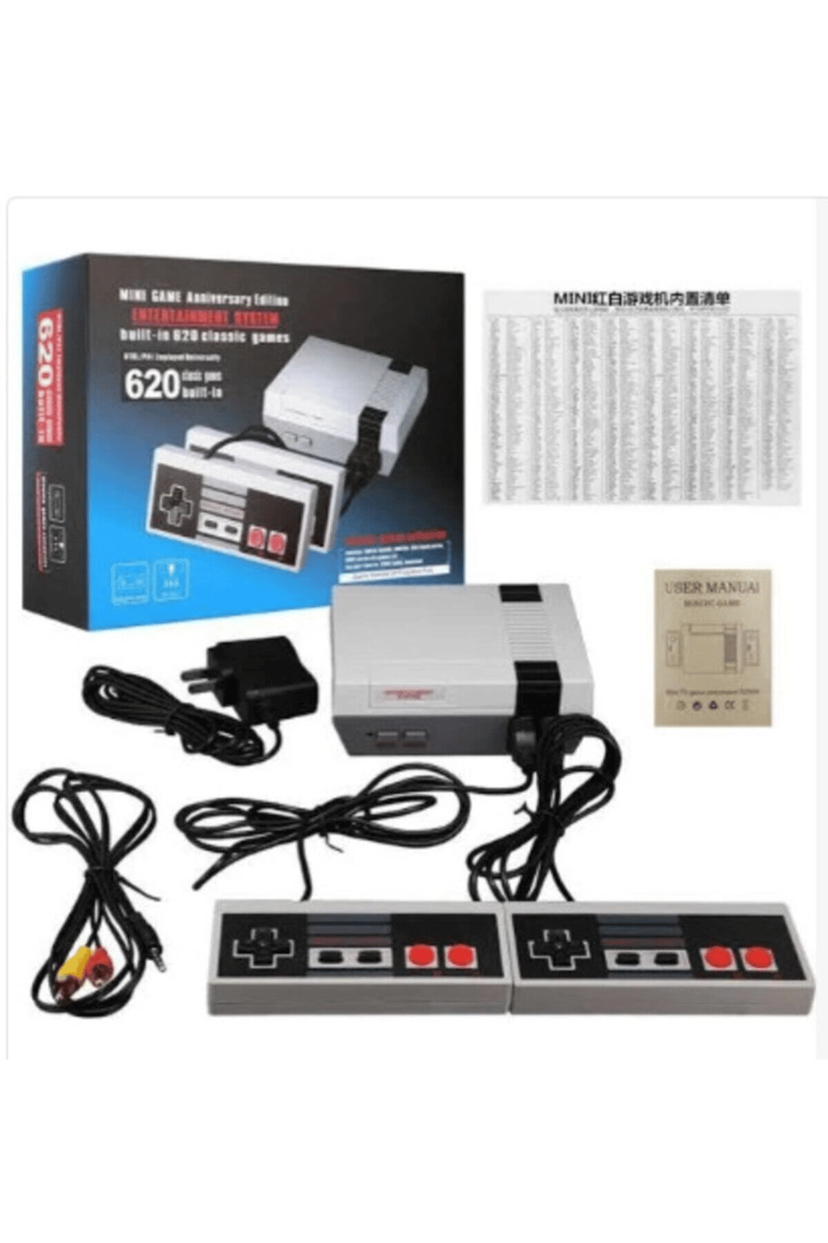 Beyaz retro mini oyun konsolu 620 oyunlu HDMI bağlantılı bluetoothsuz televizyon atarisi