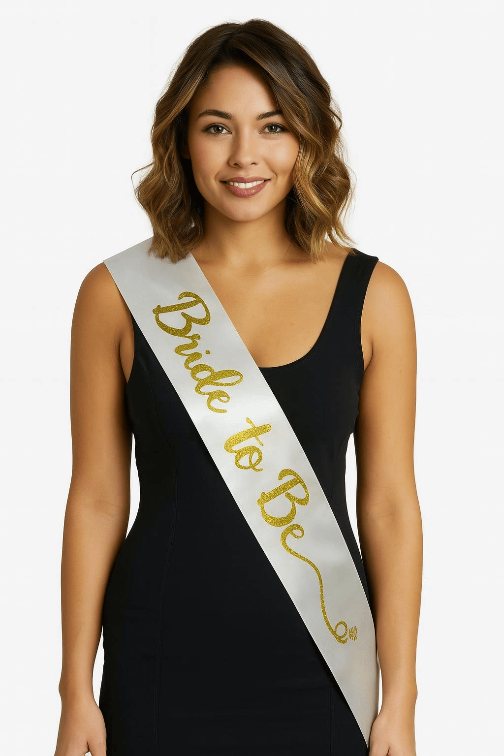 Beyaz Saten Üzerine El Yazısı İtalik Altın Bride To Be Kuşağı 10 Cm Genişlik Bx40