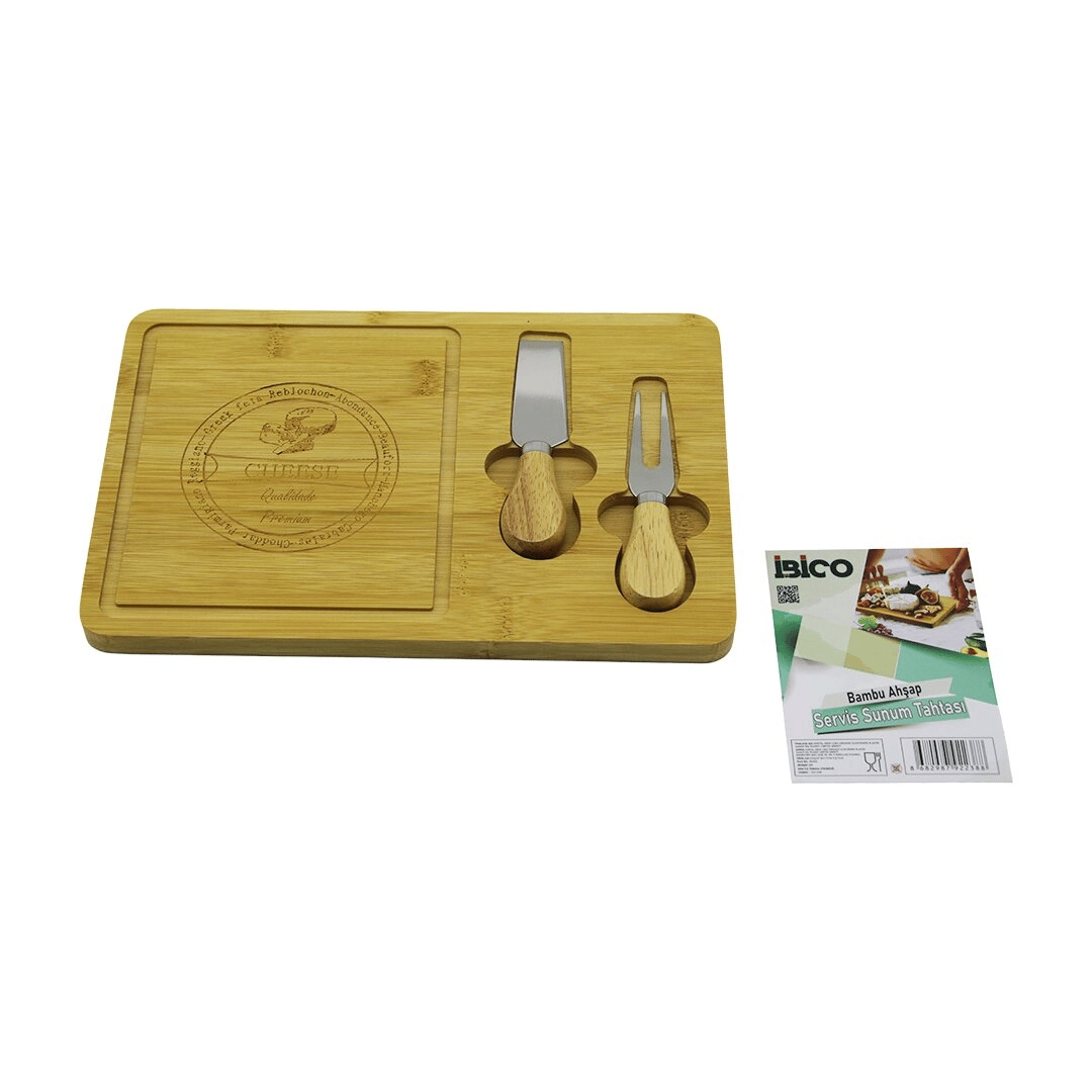 Bıçak Sağ Ahşap Bambu Kahvaltı Peynir Sunum Pano 2peynir Bıçak=ahşap Saplı19x29x1.5cm Bx40