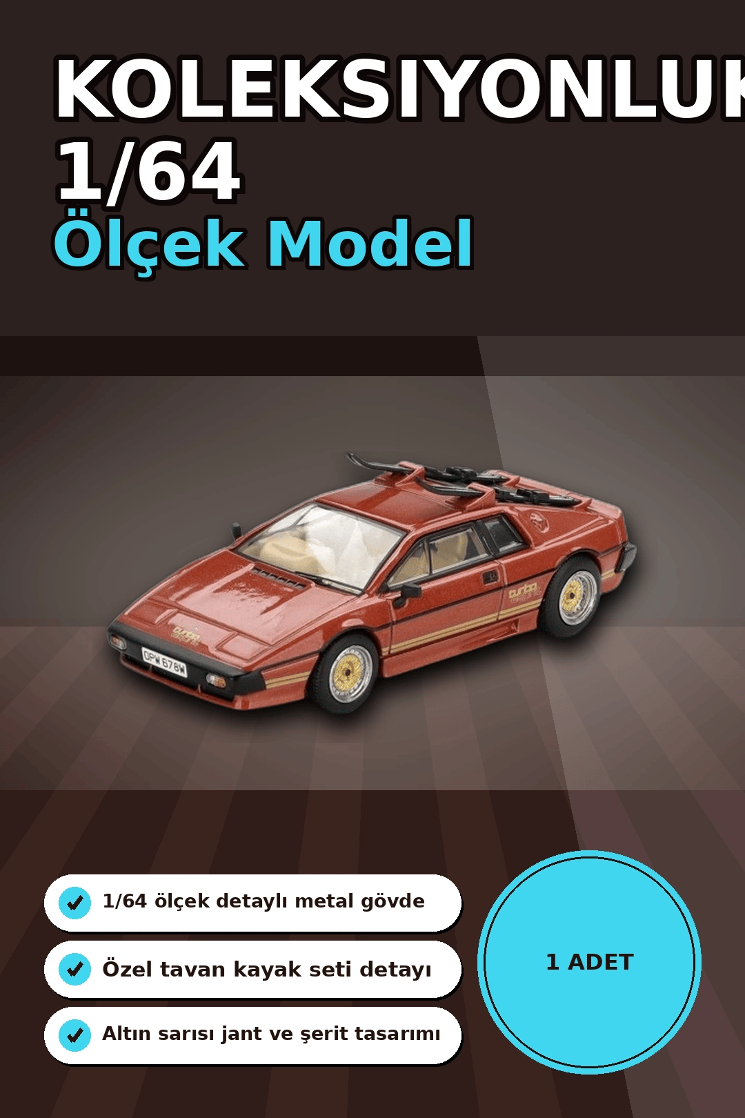 Blister Paketli 1/64 Ölçek Lotus Esprit Turbo Diecast Model Araba - For Your Eyes Only BX-313362