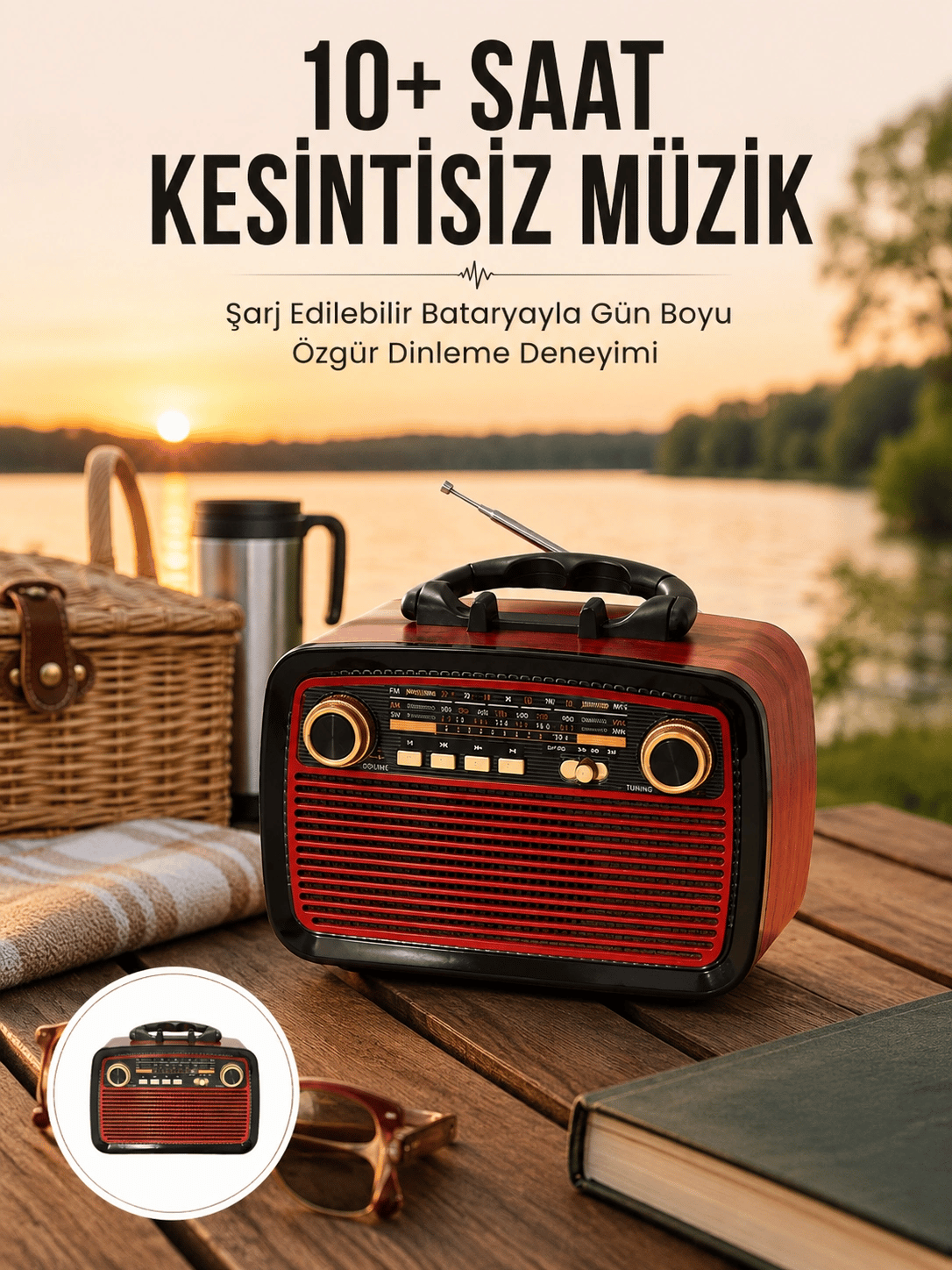 Bluetooth Hoparlör Ahşap Renk Vintage Işıklı Nostaljik Radyo Fm Ahşap Görünümlü Yeni Nesil