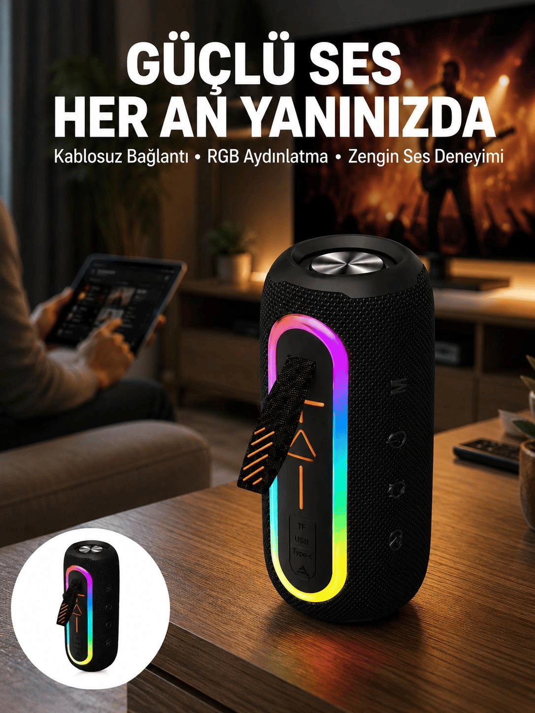 Bluetooth Hoparlör Uzun Pil Ömrü Taşınabilir Yüksek Ses Kaliteli Yeni Nesil