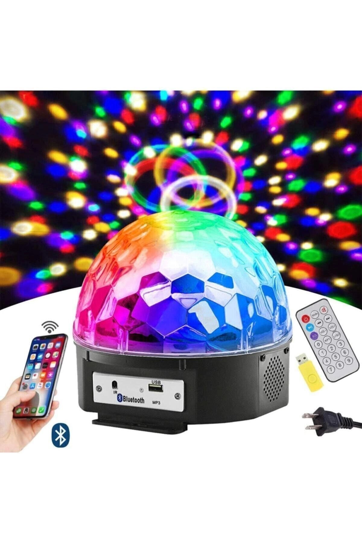 Bluetooth kumandalı USB girişli siyah sihirli küre led ışık parti ve disko topu - Hobi & Eğlence