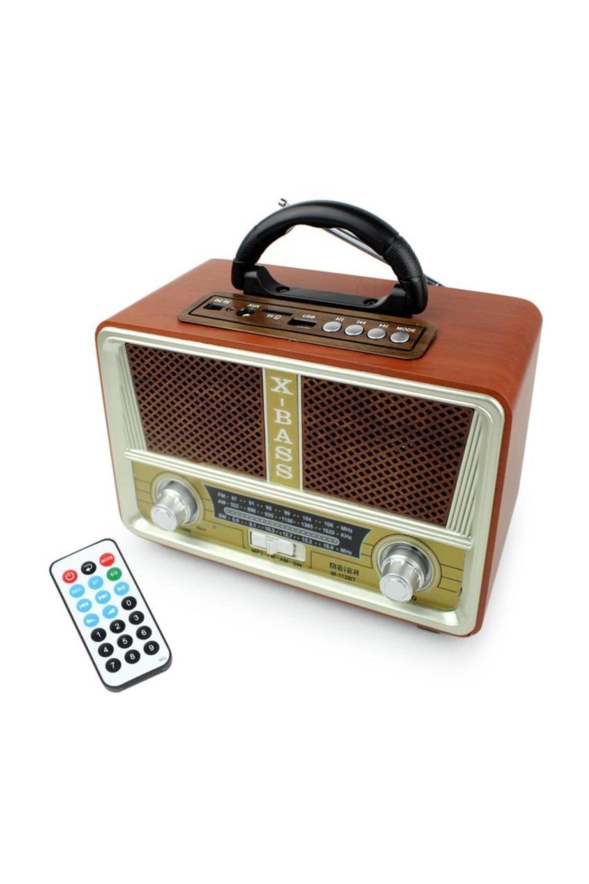 Bluetooth özellikli açık bej renk nostaljik radyo ahşap görünümlü FM SD kart USB girişli