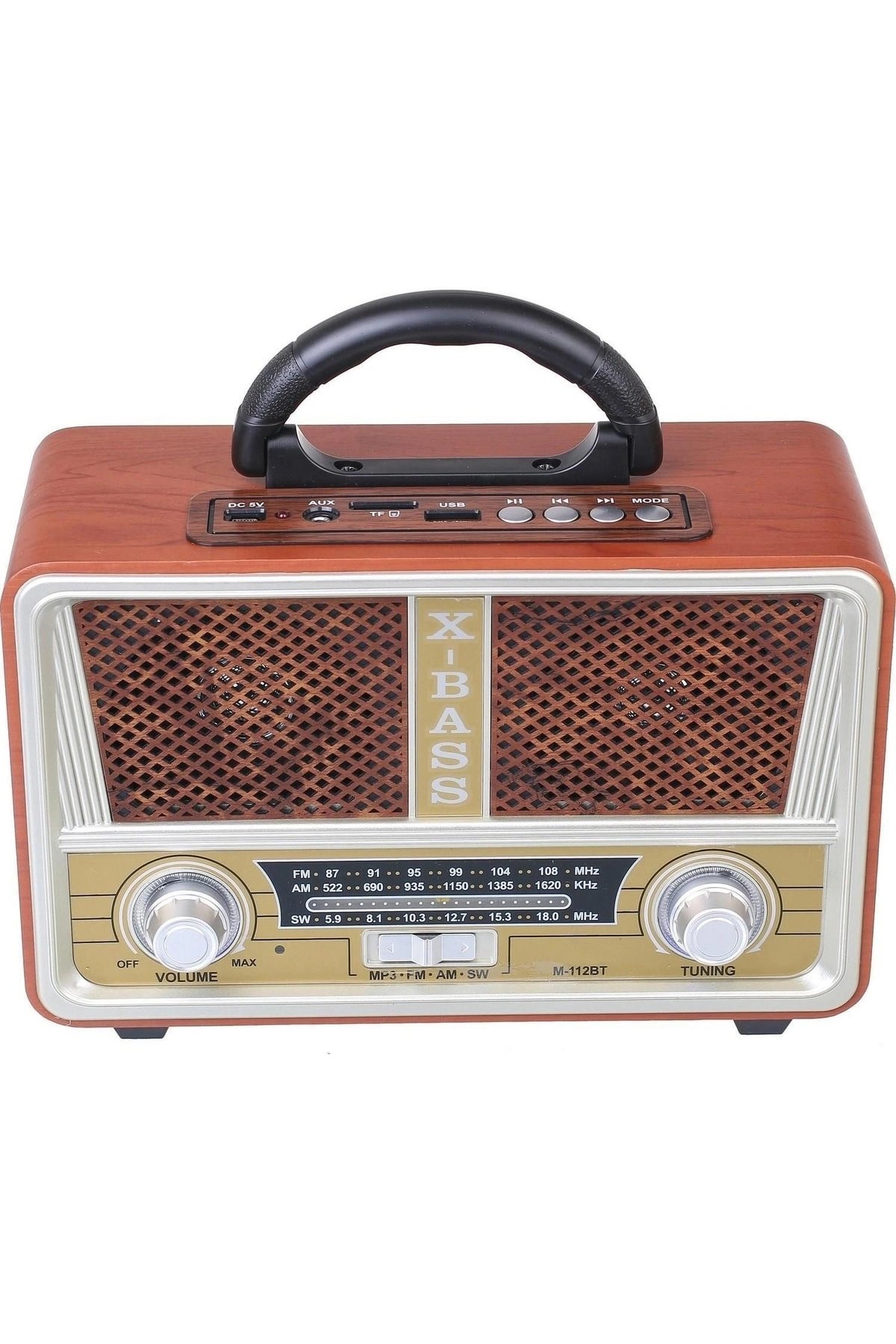 Bluetooth özellikli beyaz nostaljik ahşap radyo FM SD AUX USB girişli 2 yıl garantili