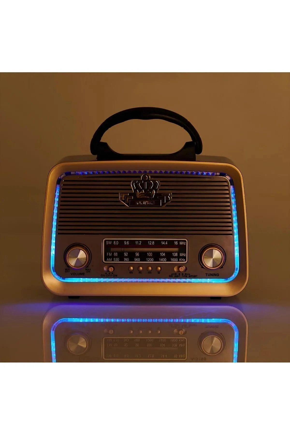 Bluetooth özellikli kahverengi nostaljik radyo FM SD kart AUX girişli 2 yıl garantili