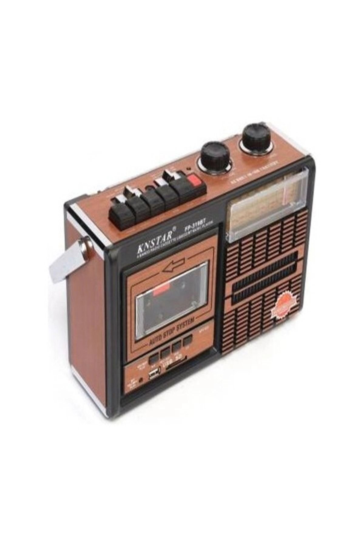 Bluetooth özellikli kahverengi nostaljik radyo, USB, SD, FM radyo ve kaset çalar, 2 yıl garantili