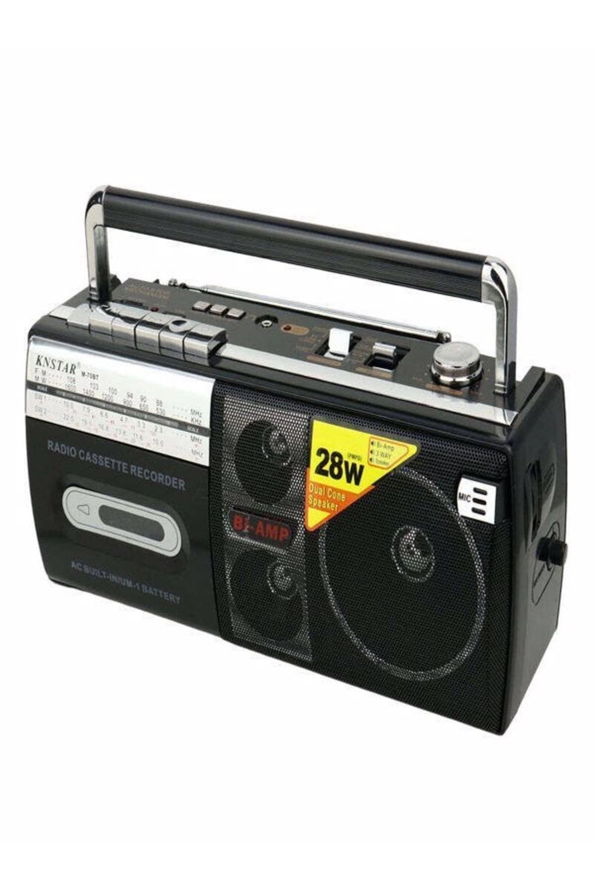 Bluetooth özellikli siyah kaset çalar, USB, SD girişli, FM radyo, 1 yıl garantili