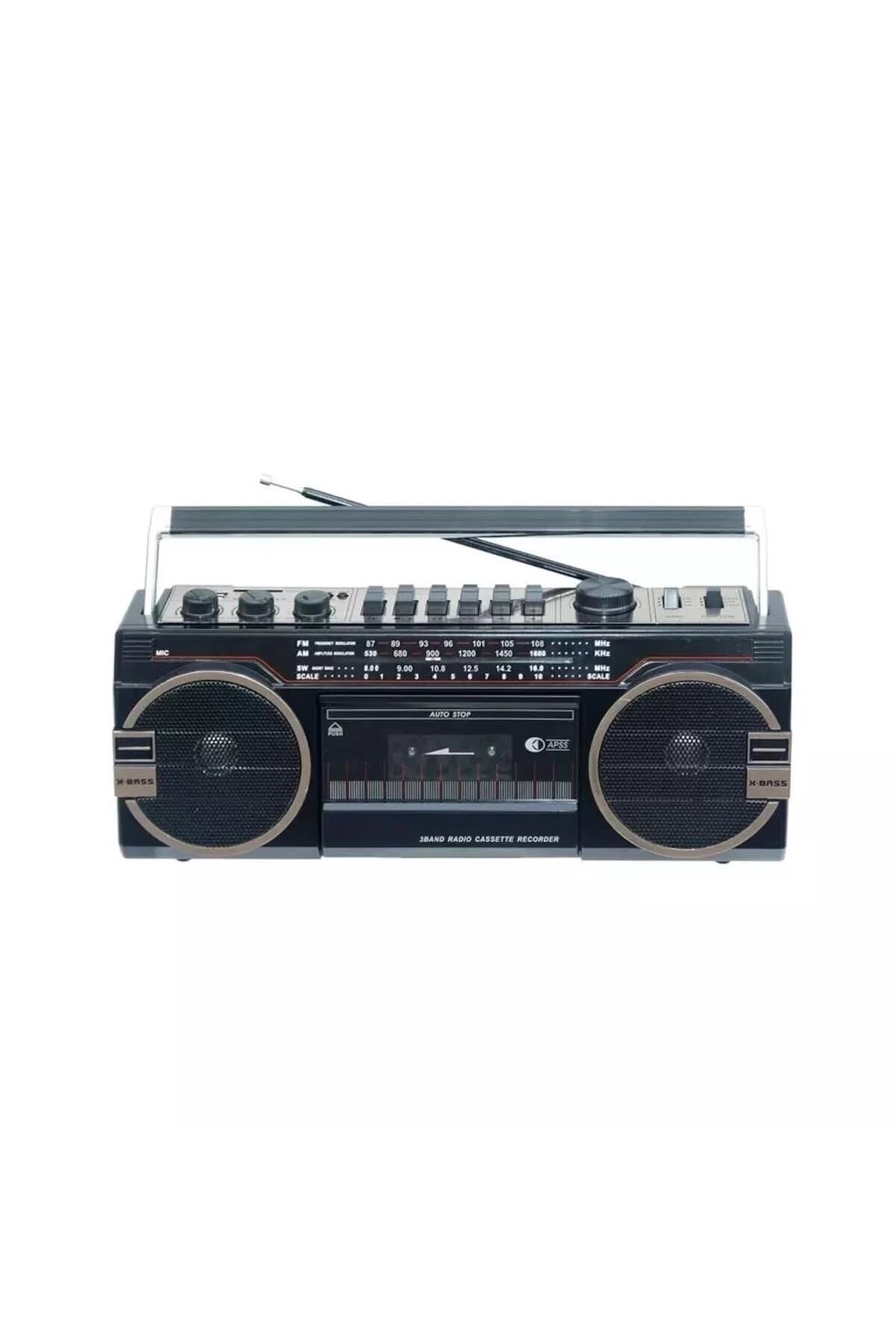 Bluetooth özellikli siyah nostaljik radyo USB SD FM kaset çalar 2 yıl garantili - Elektronik
