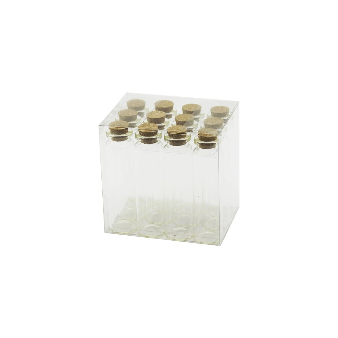 Boş Tüp Cam Şişe - 20 ml - Mantar Kapak